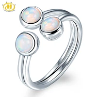hutang natural opal womens ring 925 sterling silver engagement open rings gemstone fine jewelry 3 stone classic design