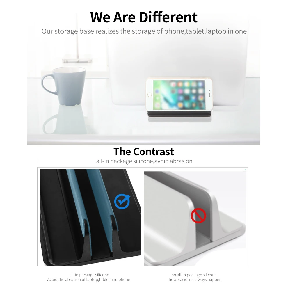 Вертикальная подставка для ноутбука из алюминиевого сплава силиконовая