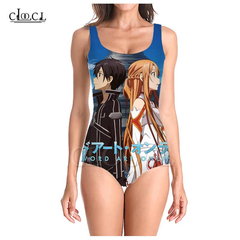 Женский купальник без рукавов CLOOCL сексуальный с 3D принтом в японском стиле