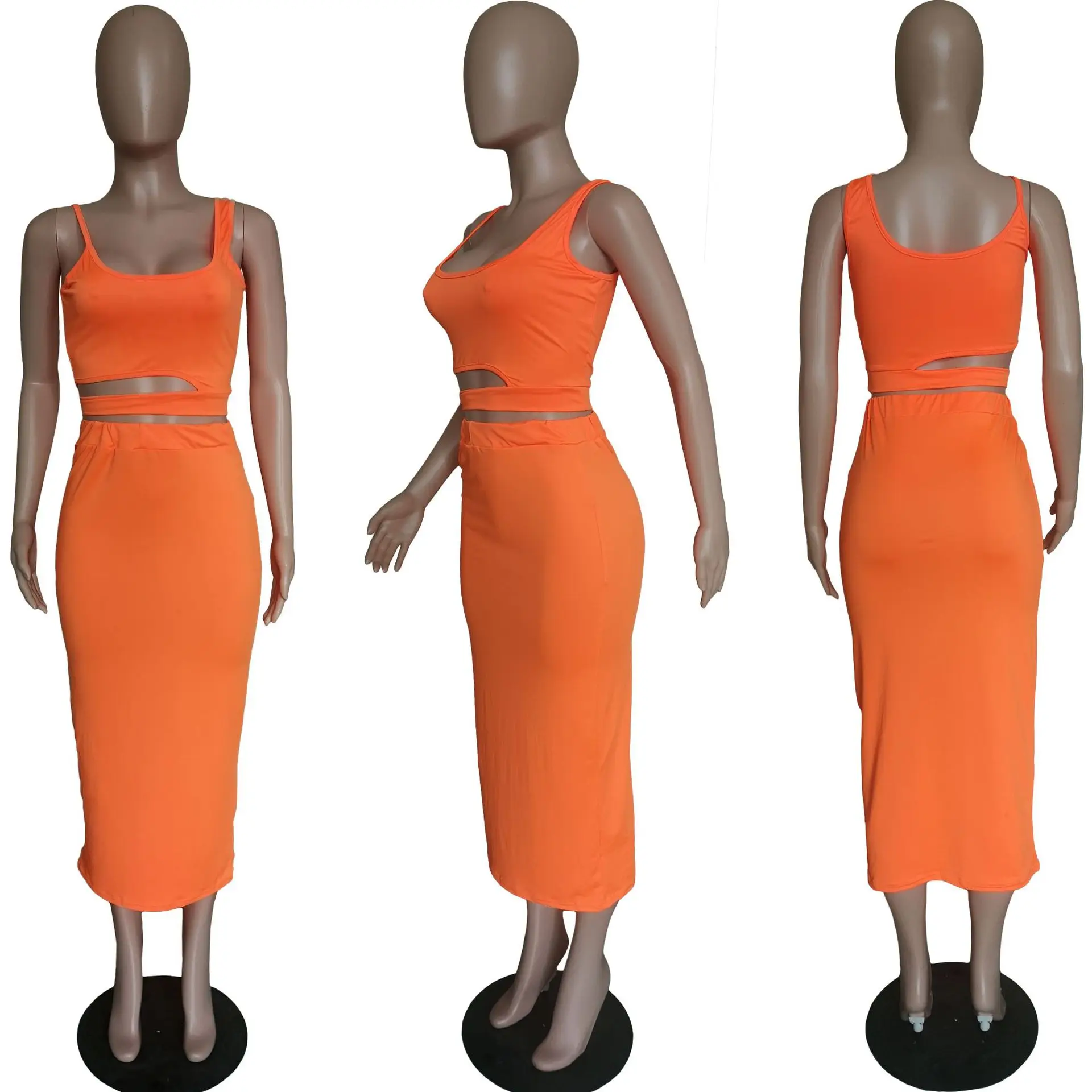 Женский летний костюм из двух предметов укороченный топ без рукавов и юбка