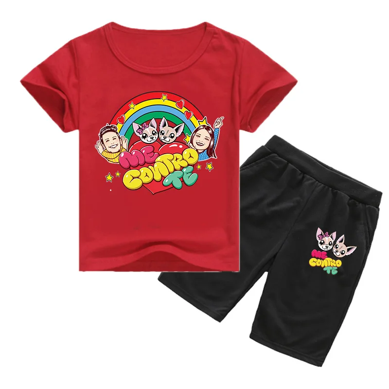 

summmer cuhk children's clothing double-sided cartoon hot stamping printing leisure children's clothing set 0384-1