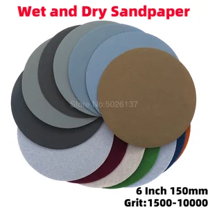 1 шт. 6-дюймовая 150 мм Влажная и сухая кожа, искусственная шлифовальная бумага, шлифовальная бумага, шлифовальные диски для полировки