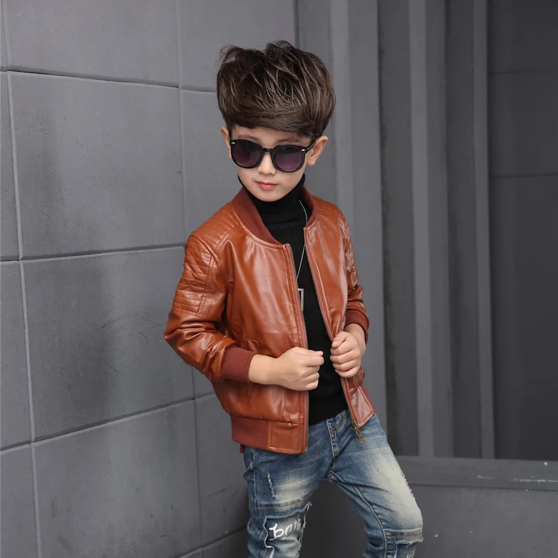 Новинка 2020 года Зимняя кожаная куртка для маленьких мальчиков Детская Куртка