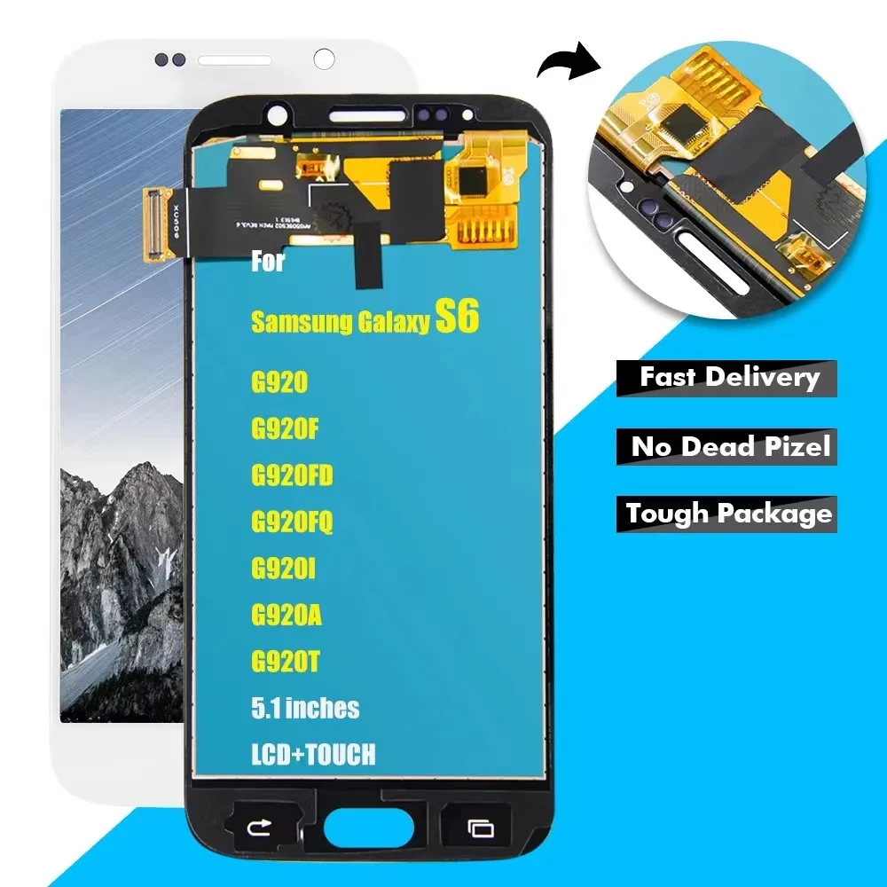 Оригинальный экран 100% протестированный 5 1 дюйма AMOLED для Samsung Galaxy S6 G920 G920F