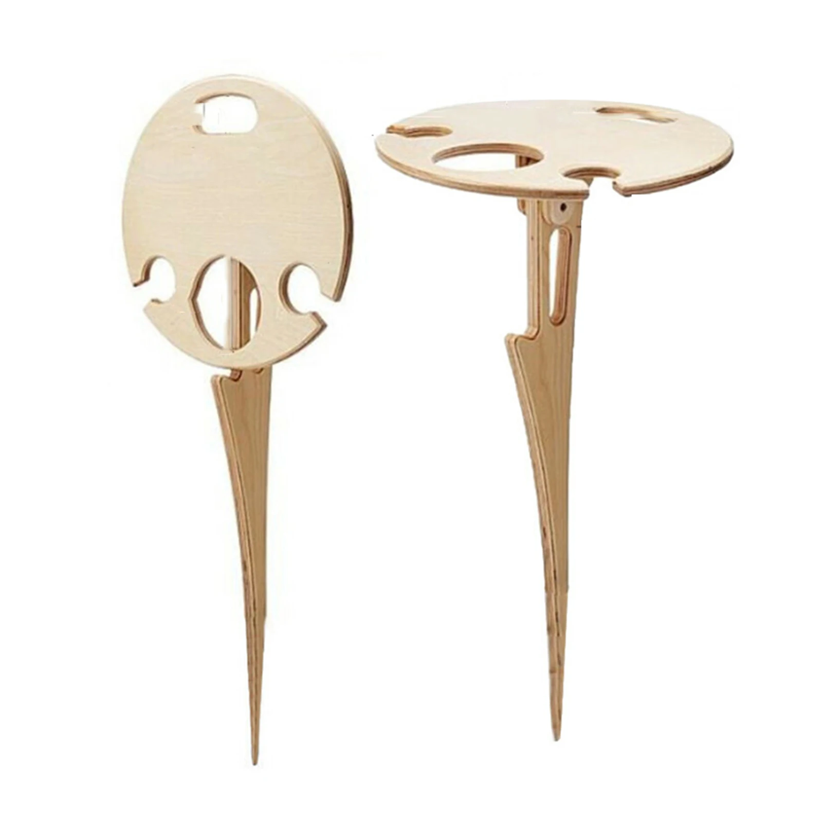 

Outdoor Portable Wine Table with Foldable Round Desktop Mini Wooden Picnic Table Easy to Carry MDJ998