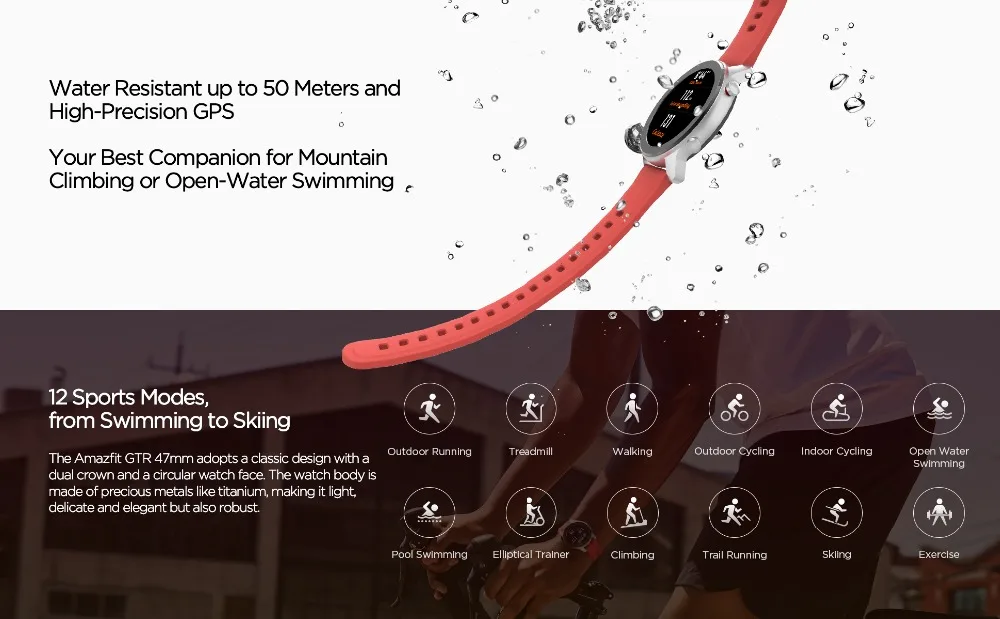 Amazfit GTR 42 мм Смарт часы 5ATM водонепроницаемые спортивные часы 12 дней батарея gps управление музыкой