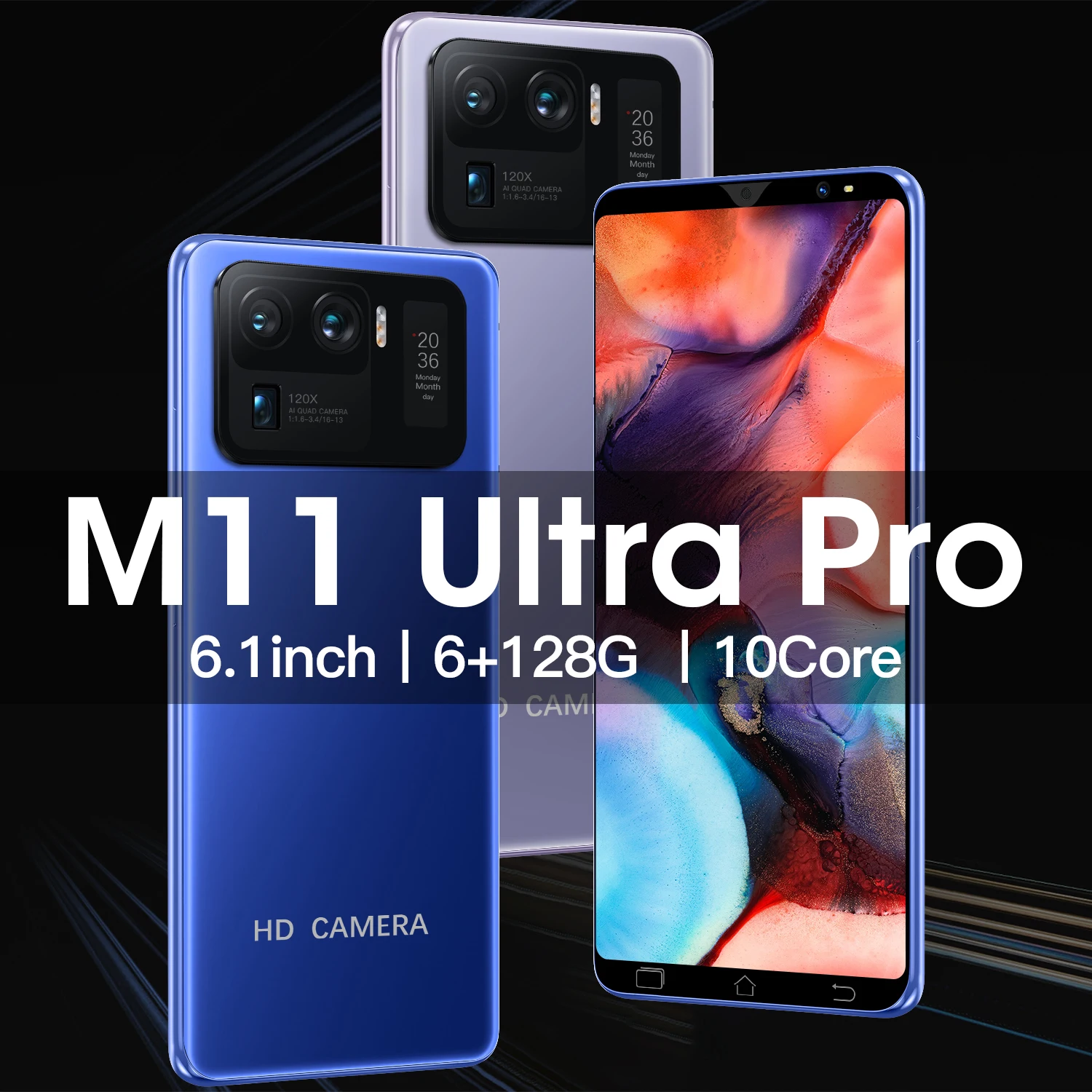 

Global version M11+ 6.1-inch mobile phone MTK6889 5G LTE supports Face ID dual card 10-core 8GB+128GB 16+32MP5G smartphone