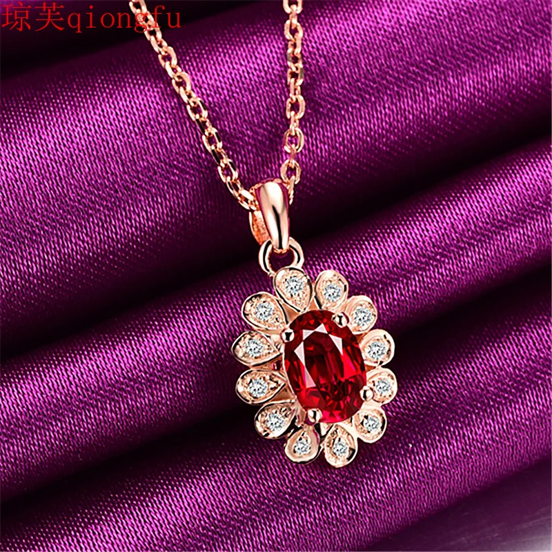 

Qiongfu 2021 women's neck chainCharms jewelry made of charming couple matching women's fashion natural stone red crystal item