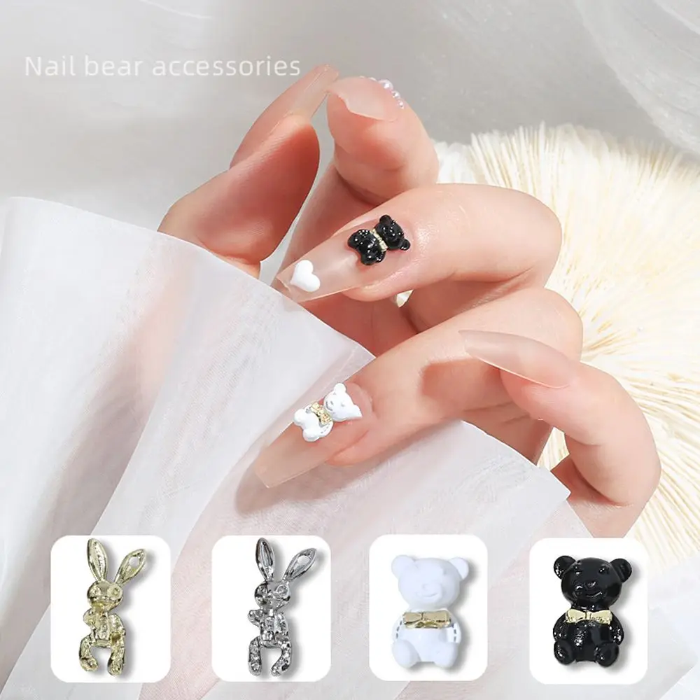 

20Pcs/set Bow Tie Bear Rabbit Metal Nail Rhinestone 3D Nail Art Decorations Japanese Nail Art Jewelry