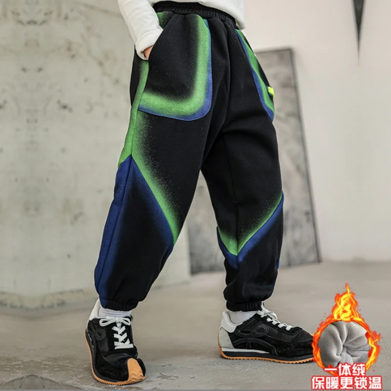 

Повседневные спортивные брюки для маленьких мальчиков, утепленные теплые брюки на осень и зиму, детские свободные брюки для девочек, одежда...