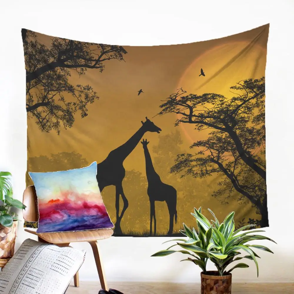 Большой Настенный Tepestry Fabic красочный жираф мотив гобелен оптовая продажа