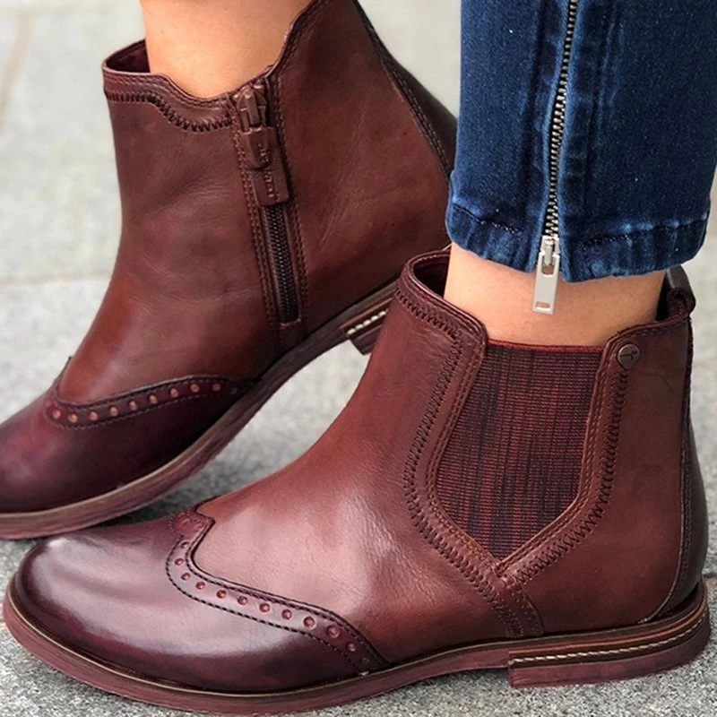 MoneRffi/Модные женские ботинки сезон осень-зима из искусственной кожи с боковой