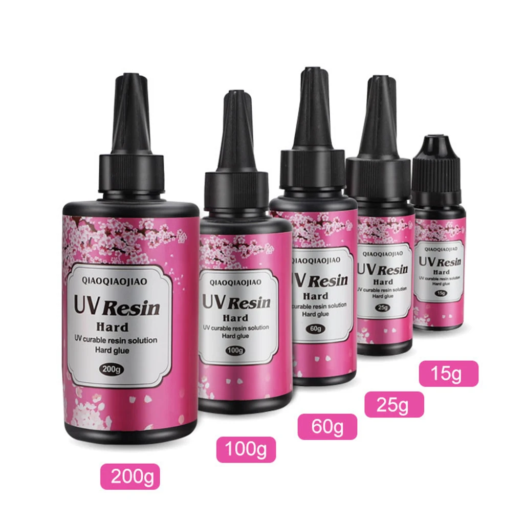 

15g 25g 60g 100g 200g UV Resin Hard Type Crystal Clear Glue Ultraviolet Curing Epoxy Crafts Jewelry Making DIY Tool