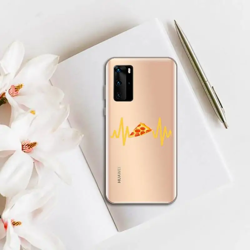 

design aesthetic Delicious Food Pizza Phone Case Transparent for huawei honor P 40 30 20 lite Pro 10 i 8 9 x p smart 2019