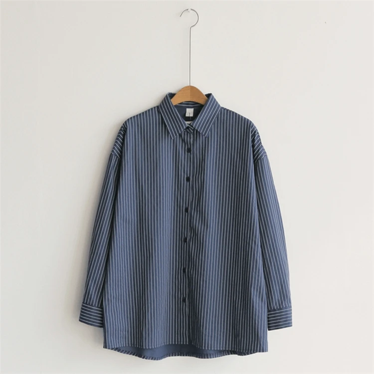 

New 2020 Spring Summer Women's Blouse Casual Fashionable Korean Style Striped Shirt Office Lady Loose Clothes Wild Tops BL1653
