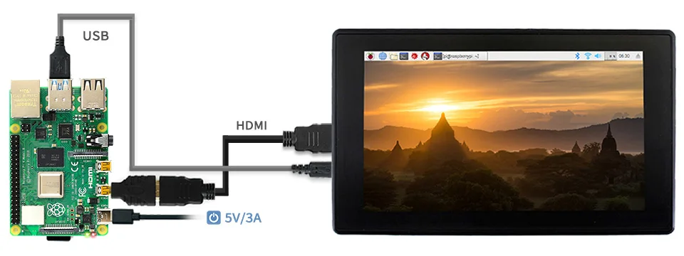 Waveshare 7 дюймовый HDMI ЖК-дисплей(H)+ чехол, 1024x600, ips, емкостный сенсорный экран ЖК-дисплей, поддержка WIN10 IOT, Win 10/8. 1/8/7, Raspberry Pi, Banana Pi и т. д