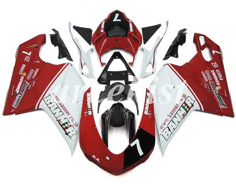 

Новый ABS литья под давлением Полный обтекатели комплект подходит для поездок на мотоцикле Ducati 848 evo 1098 1198 2007 2008 2009 2010 2011 2012 красного и белого ц...