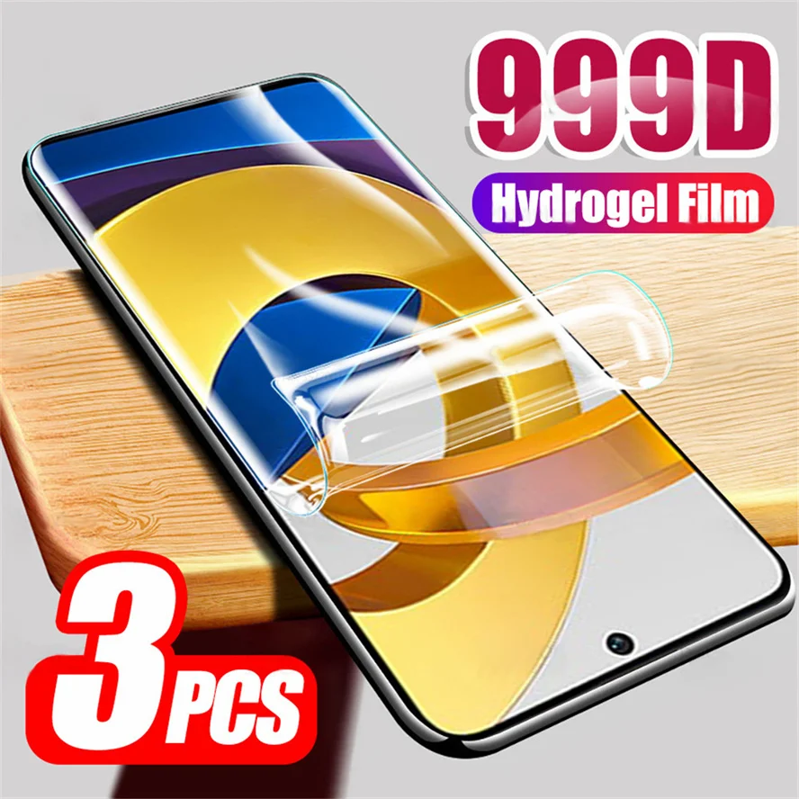 

3 pcs, hydrogel film for poco m 4 pro screen protector pocophone m3 pro soft glass poko f3 x3 nfc xiaomi poco m4 pro 5g hidrogel