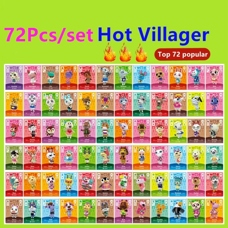 

Top 72Pcs Hot Villagers Mini Card Animal Croxxing Card Ntag215 New Horizons For NS Games Switch