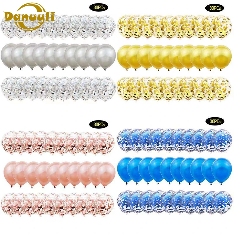 30 шт розовые и золотые воздушные шары 12 дюймов набор конфетти хромированные на