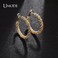 umode irregular big circle cubic zirconia earring electroplating gold for women fashion earring jewelry dating party gift ue0739