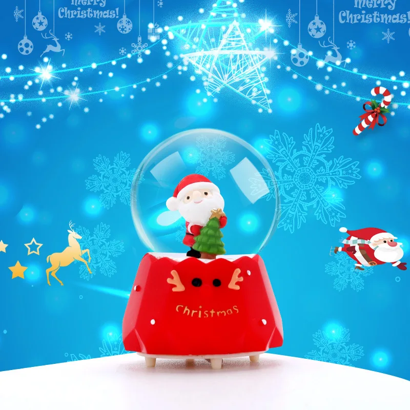 Веселые рождественские снежные глобусы вращающаяся музыкальная шкатулка Санта