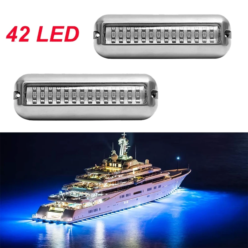 2 шт. 42LED светильник для слива лодки транца синий подводный морской