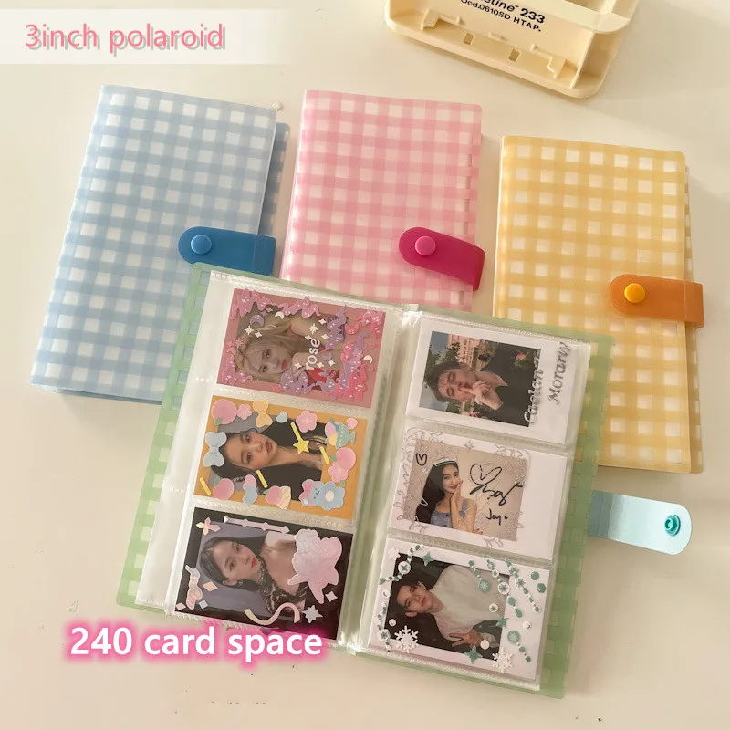 

Новый клетчатый чехол 3 дюйма Полароид Фотокарта хранение Kpop idol фото билет собирать книжку для девочек держатель банковских карт