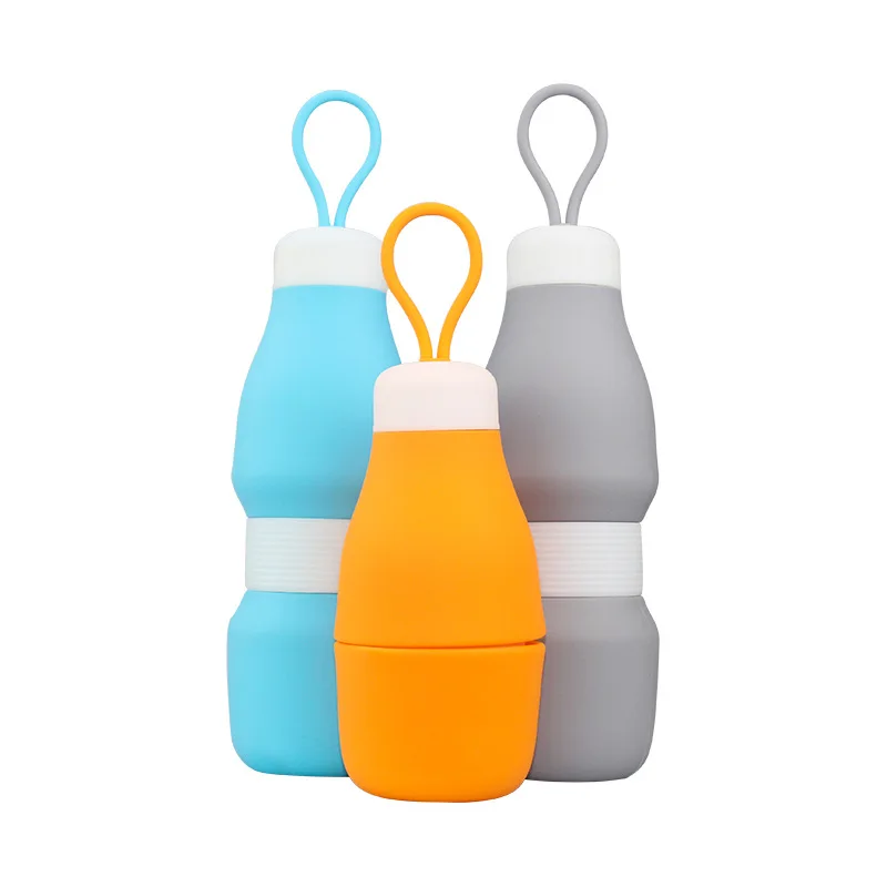 520ML Portable Silicone Water Bottle Retractable Folding Coffee Bottle Outdoor Travel Drinking Collapsible Sport Drink Kettle