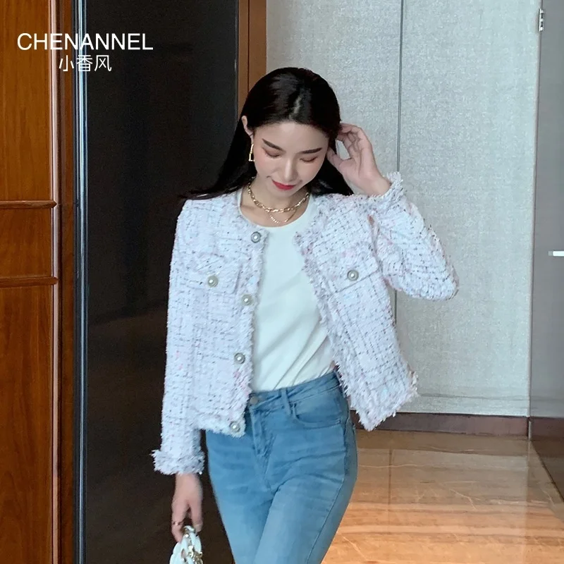 

Jacket Women's autumn and winter short versatile French celebrity temperament long sleeve tweed casual new top fashion