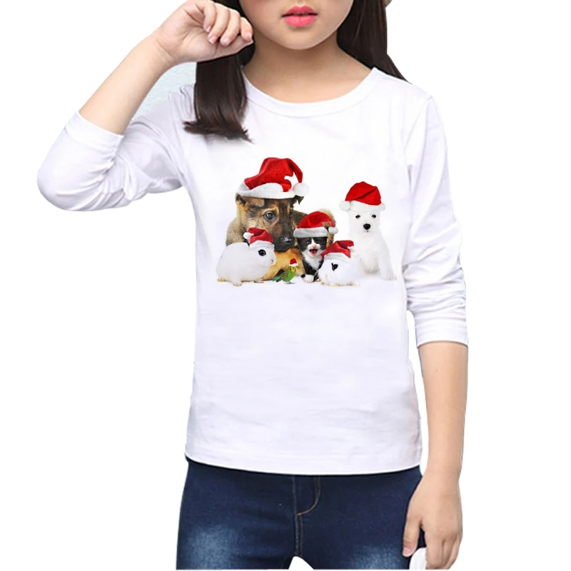 

Pet animal Dogs Cool Baby Tops Long Sleeve T shirt Dog christmas deer print kid T-shirt Hipster Xmas animals Boy Girl Tees O-22