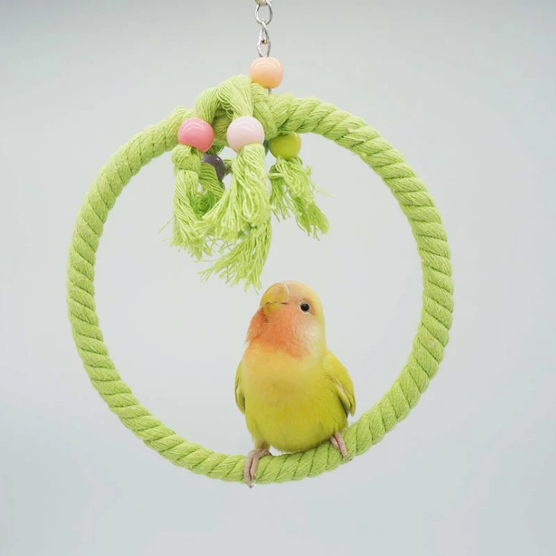 

Parrot Toy Hanging Swing Ring Cotton Rope Bird Perch Parrot Stand BitingToy Balance Training Chewing Toy For Small Bird Supplies