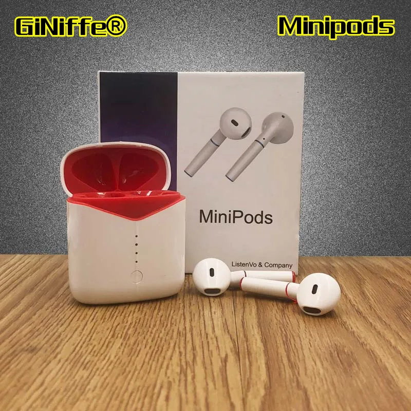 

GiNiffe MiniPods TWS In ear Bluetooth Earphones Mini Wireless earbuds Headphones for apple Xiaomi Redmi AirDots Noise Cancelling