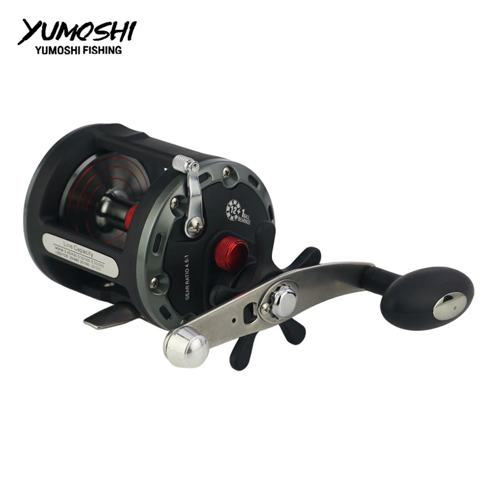 12+1 BB High Speed Cast Drum wheel Fishing Reel Lure Tackle Trolling Boat Saltwater Right Hands Round Reel bait casting JCB