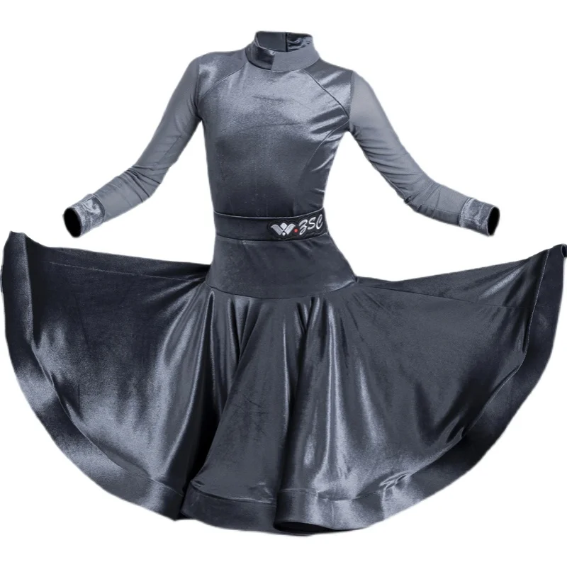 

Girls Latin Dance Dress Long Sleeve Practice Clothes Latin Dance Top Skirt Suit Ballroom Latin Dance Competition Dresses 120-170