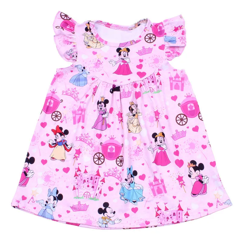 Розовый топ с Минни Маус детская летняя рубашка рукавами-крылышками для девочек