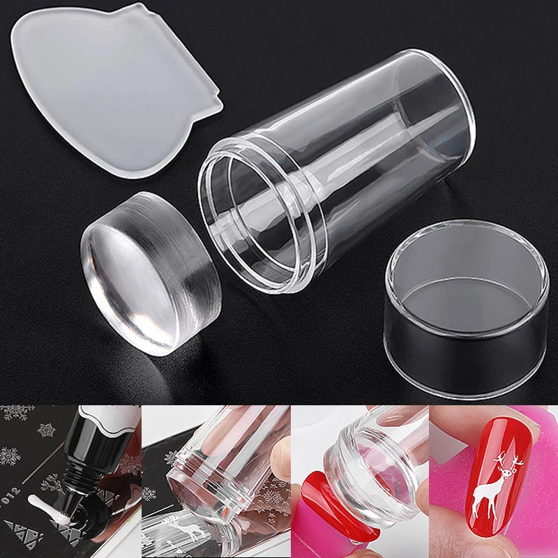 

Clear Silicone Nail Art Stamping Kit Nail Art Stamper Scraper Transparent Nails Gel Nail Polish Stamp Stamping Nail Tool 2PC