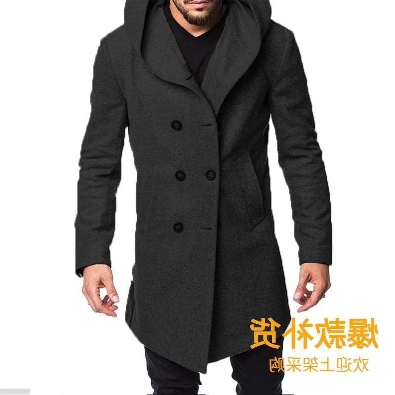 

new tweed hooded Coat 2020 winter British men's coat