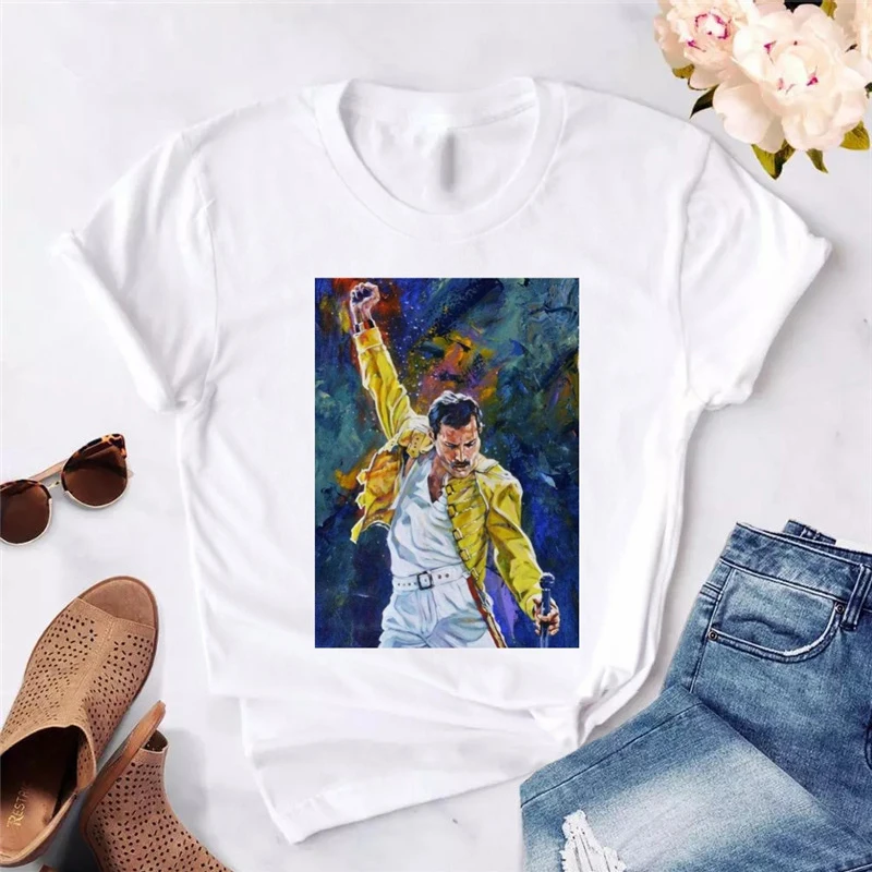 Модные женские футболки Freddie Mercury с королевским ремешком женская черная футболка