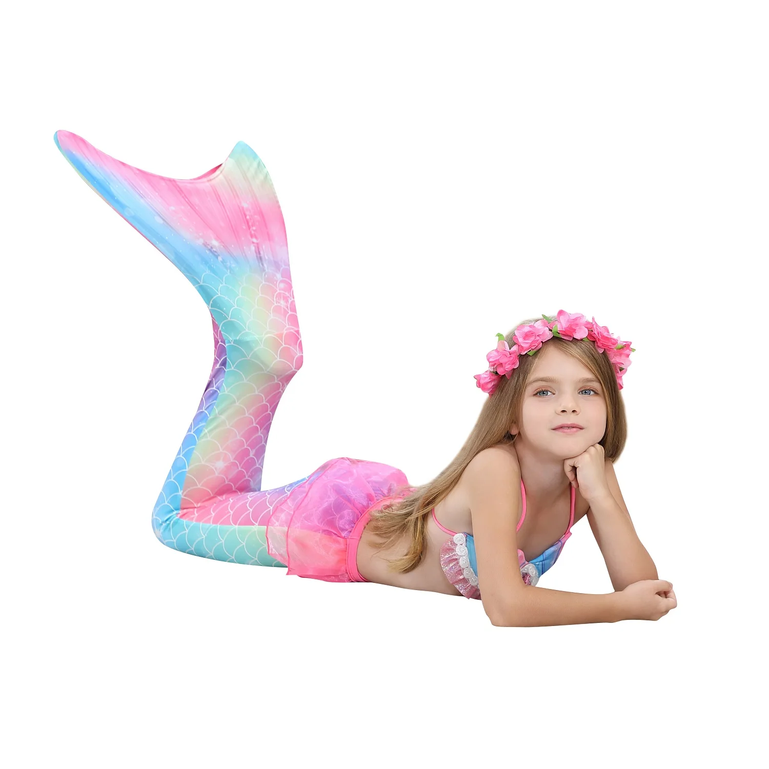 Новинка 2021 купальный костюм Русалочки с хвостом и бикини для косплея Детский дня