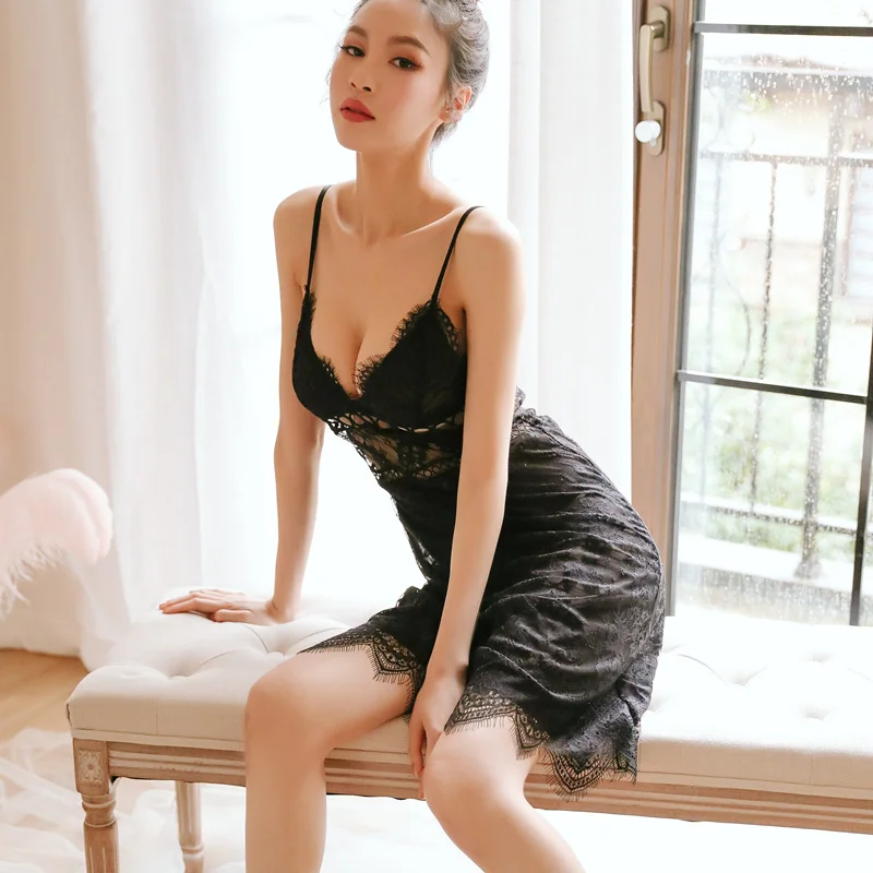 

Sexy Ladies Lingerie Sleepwear Lace Hollow Out Women Babydoll Underwear Night Dress Lingerie Sexy Erotic Sleeveless Nightgown