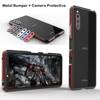 shockproof metal bumper phone case for sony xperia 10 iii coque aluminium frame 3d camera lens protective cover for xperia 1 iv