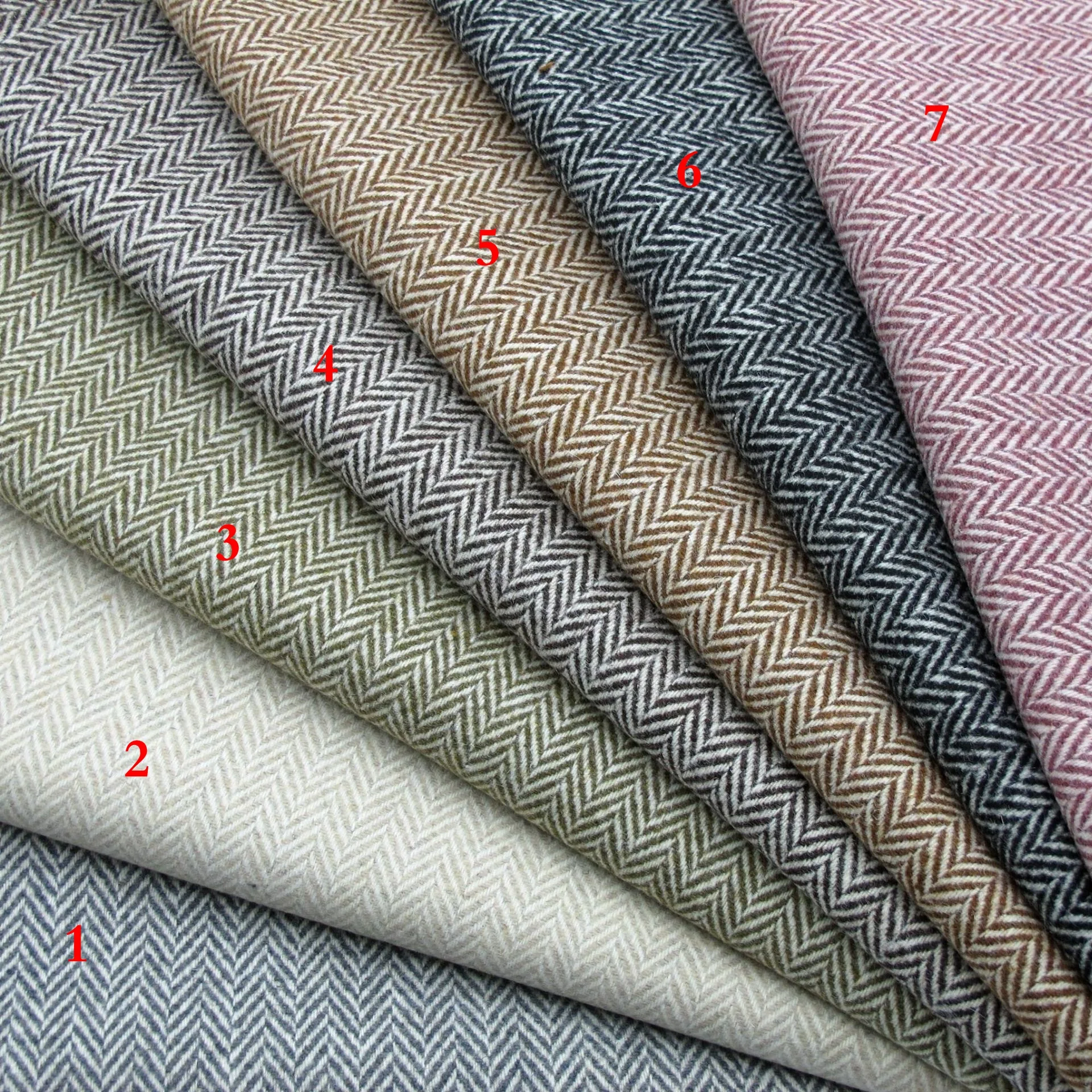 Модная двухцветная шерстяная ткань в елочку (660 г/㎡) (40% шерсть + 60% химическое