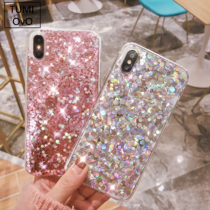 Luxury 3D Shine Bling Goldleaf Sequins Soft TPU Silicone Case For iPhone 5 5S 6 6s 7 8 Plus Back Phone X Cover Capa Fundas |