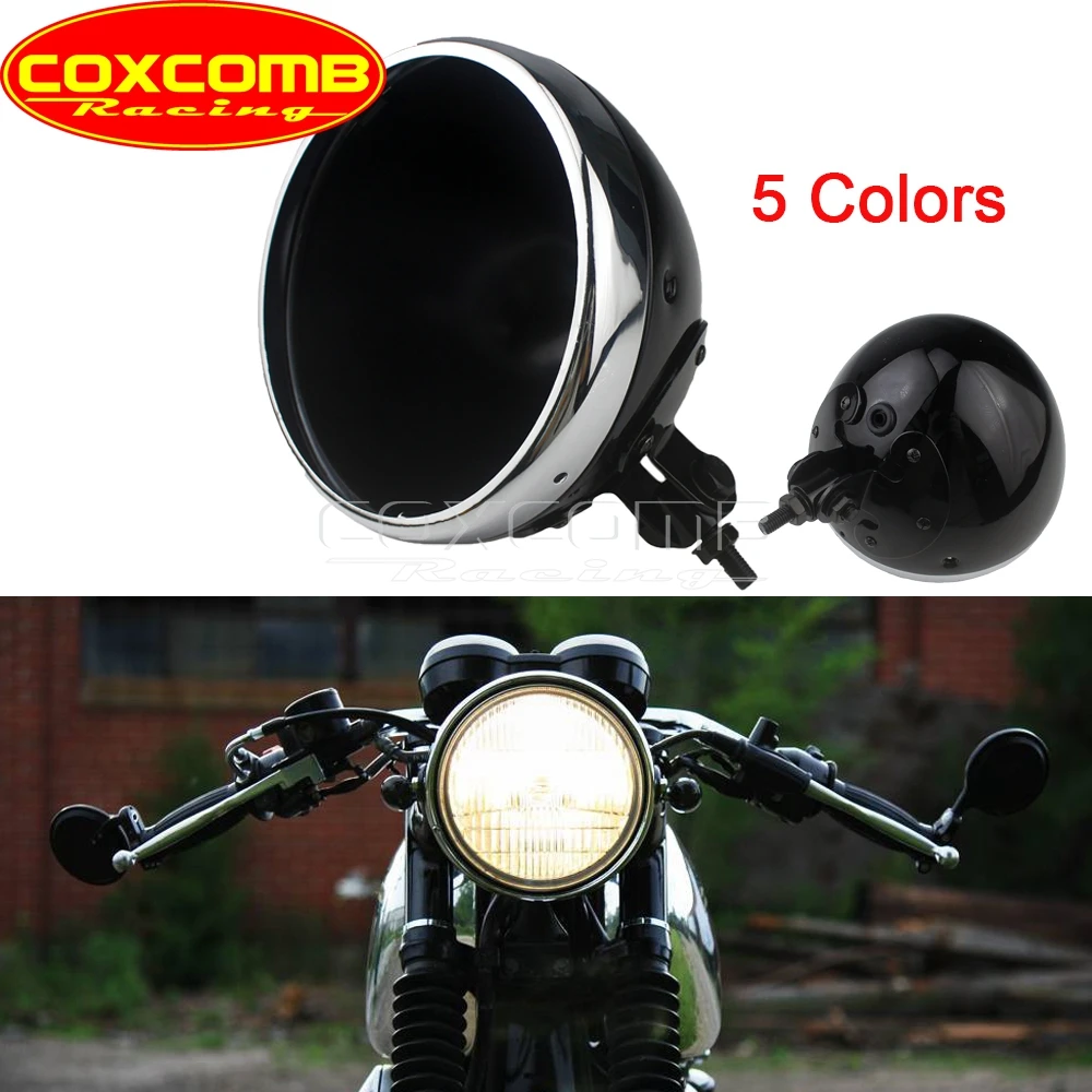 

Motorcycle Round 7" LED Headlight Housing Headlamp Bulb Bucket Holder Bottom Mount For Harley Softail Chopper Bobber Cafe Racer