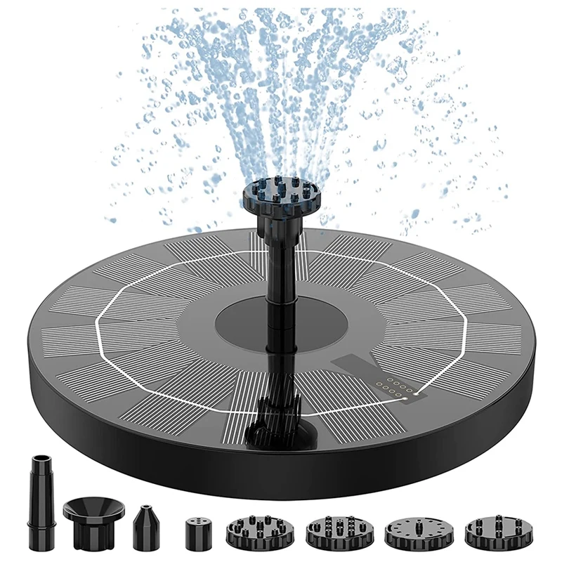 

Solar Fountain Pump, Water Fountain Pump With 6 Nozzles,Solar Birdbath Floating Fountain For Garden,Outdoor, Aquarium
