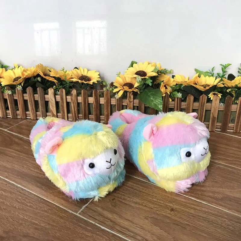 

Тапочки женские из хлопка, с рисунком овечки, зимние, плюшевые, мягкие