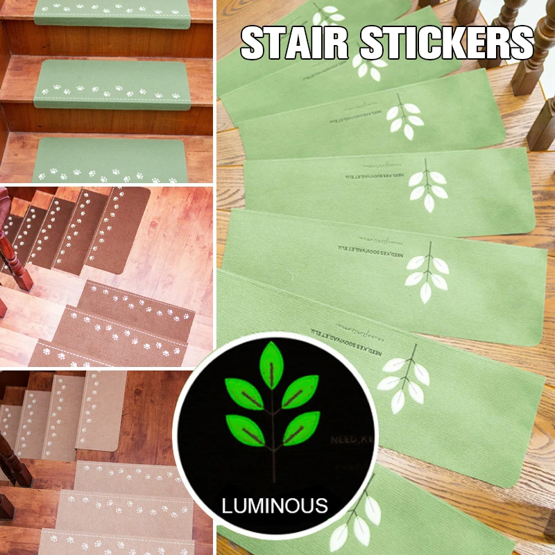 

5 Pcs Luminous Stair Tread Carpet Soft Self-adhesive Non-slip Staircase Pads Step Mats Protector Rug For Living Room