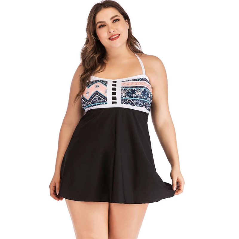 

2020 Plus Size Swimsuit Women's Skirt Tankini Swimsuit Two Piece Retro Black Swimsuit Women's Plus Size Swimsuit S-5XL