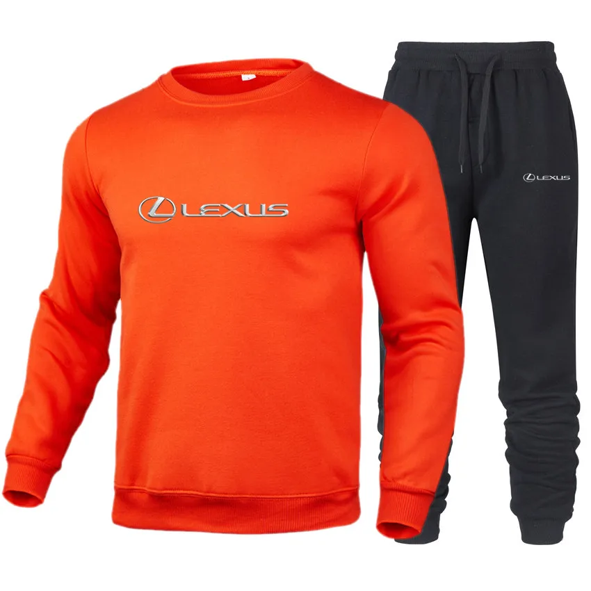 

Men's LEXUS car logo brand round neck sportswear hot selling men's sweater + trousers men's street casual wear